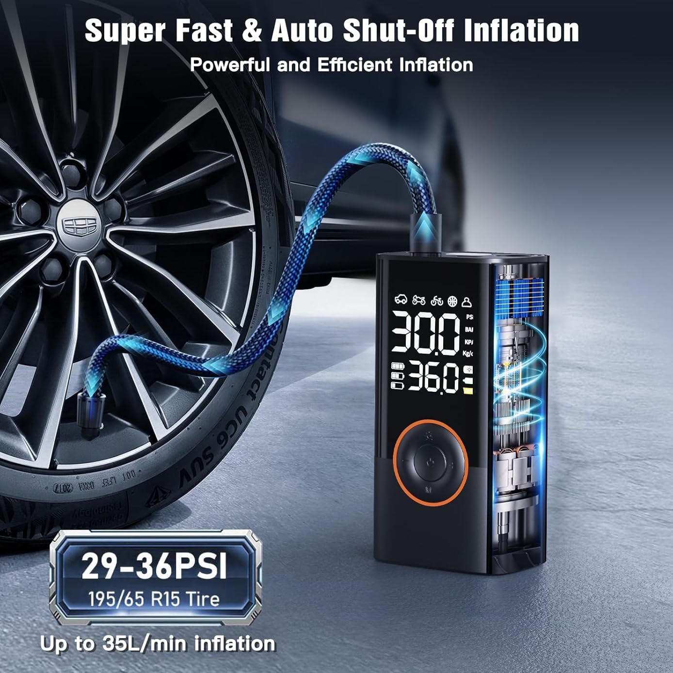 Bomba de Ar Inteligente Sem Fi - Car Portable Tire Inflator avaliação e preço