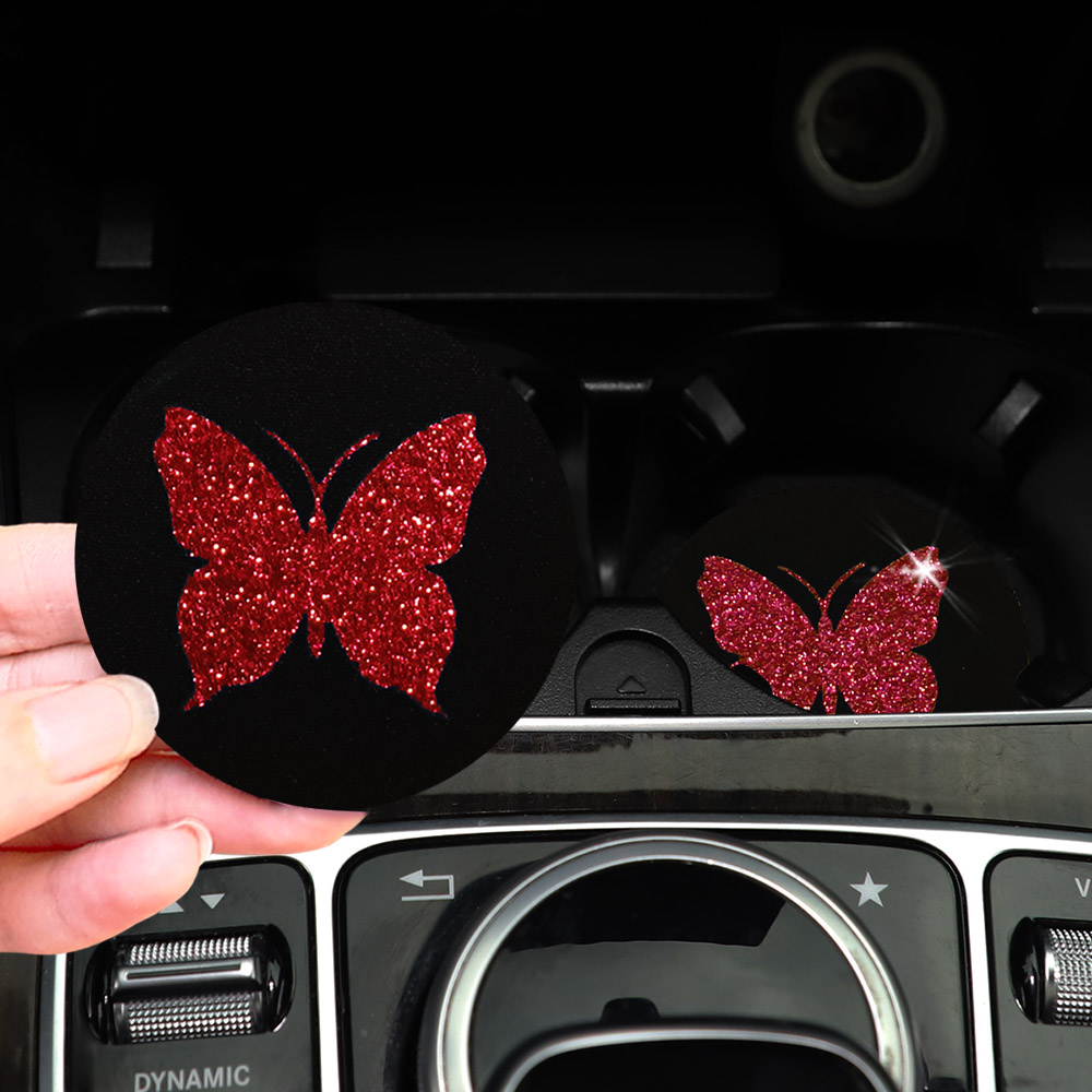 Pink Butterflies Glitter Light - Car Accessories For Women avaliação e preço